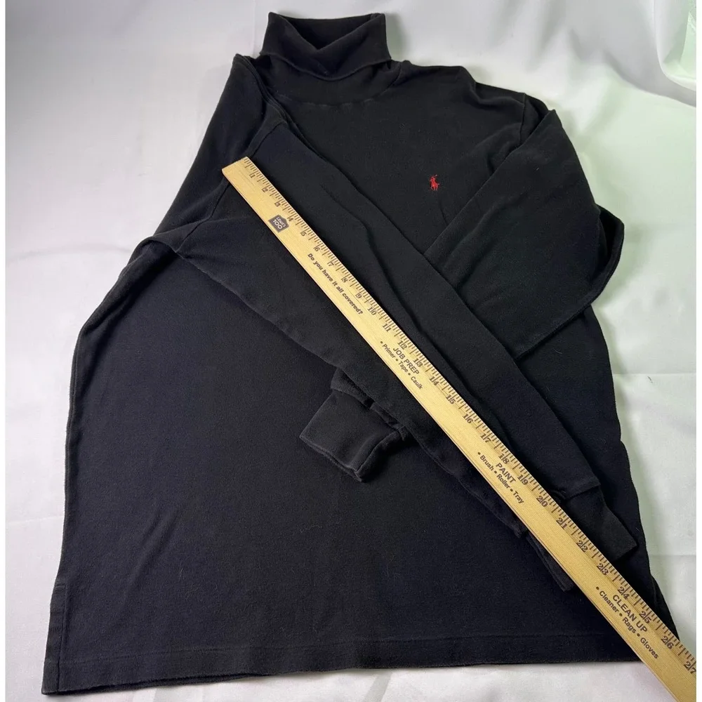 Vintage 90s Polo Ralph‎ Lauren Black Turtleneck Long Sleeve Shirt Red Pony Large